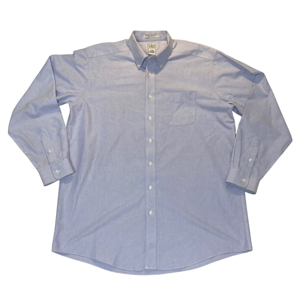 L.L.Bean Wrinkle Resistant Oxford Button Down Shirt Men 17-36 Traditional Fit